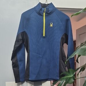 Spyder Men's Blue and Black Zip-Up Sweater